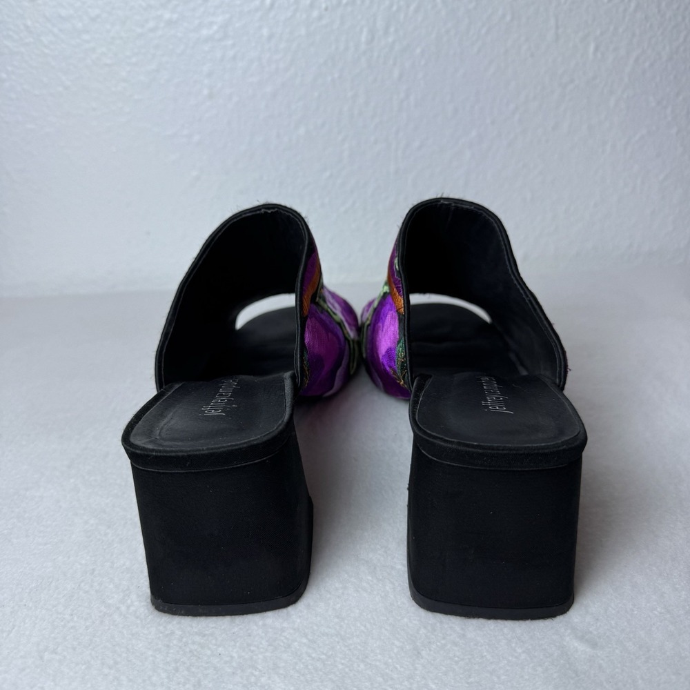 Jeffrey Campbell Floral Bird Embroidered Mules Heels Women's 10 Boho Purple - Picture 11 of 14